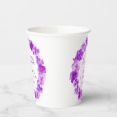 Paarse pansiebloem met waterverf bruiloft papieren bekers (Links)