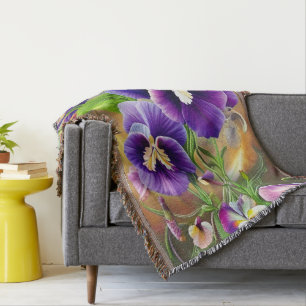 Paarse Pansies - AI ART Deken