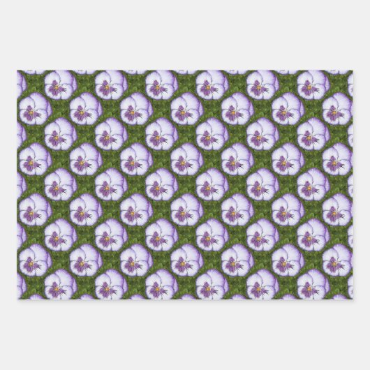 Paarse Pansies Botanische Bloemenkunst Inpakpapier Vel (Voorkant 3)
