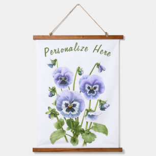 Paarse Pansies Floral Botanische Kunst op maat Hangend Wandkleed