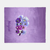 Paarse Pansies Floral Gift Blanket Fleece Deken (Voorkant (Horizontaal))
