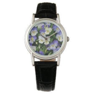 Paarse Pansies Garden Floral Horloge