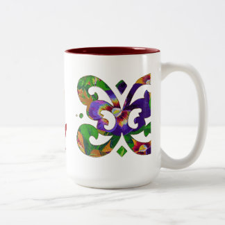 Paarse Pansies Motif Tweekleurige Koffiemok