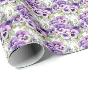 Paarse Pansies Pansy Cadeaupapier