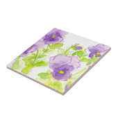 Paarse Pansies Pastel Waterverf Bloemen Tegeltje (Zijkant)