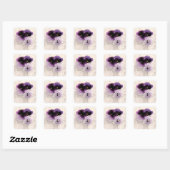 paarse pansies vierkante stickers (Vel)