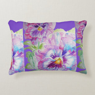 Paarse panst bloemen floreel decor-kussen Aqua Accent Kussen