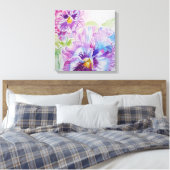 Paarse Pansy Aquarel Schilderij Canvas Print (Insitu (Slaapkamer))