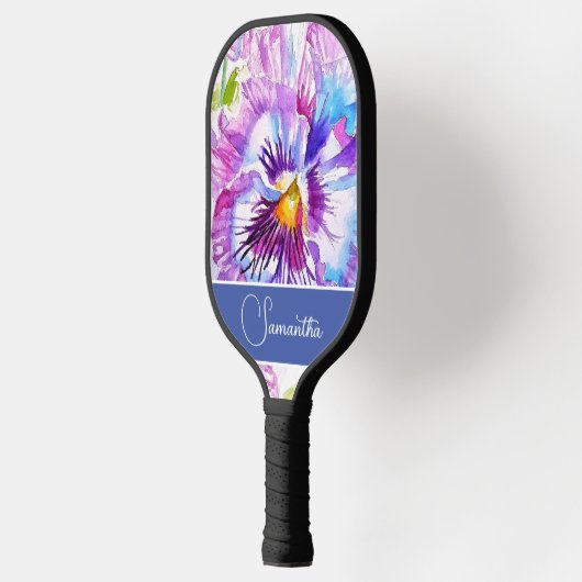 Paarse Pansy Bloem Bloemen Bloemen Vrouwen Naam Lo Pickleball Paddle (Links)