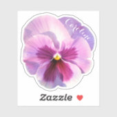 Paarse Pansy Custom Name Countour Sticker (Vel)