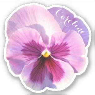 Paarse Pansy Custom Name Countour Sticker