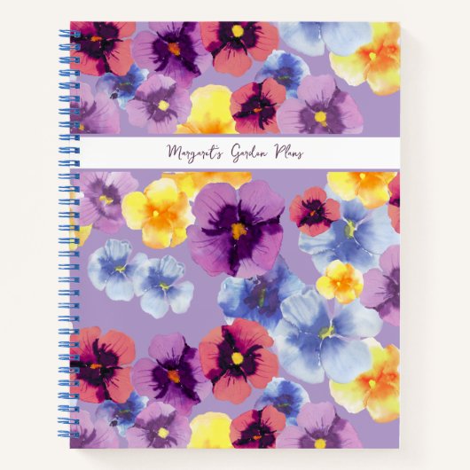 Paarse Pansy Elegant Flower Garden Spiral Notitieb Notitieboek (Voorkant)