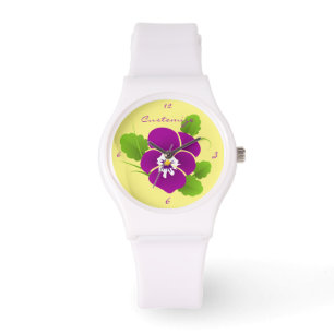 Paarse Pansy Flower Thunder_Cove Horloge