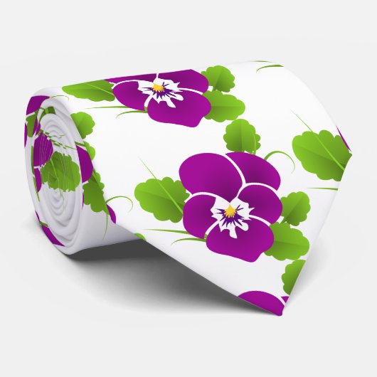 Paarse Pansy Flower Thunder_Cove Stropdas (Opgerold)