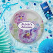 Paarse Pansy Flowers Pattern Birthday Bord (Feest)