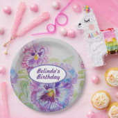 Paarse Pansy Flowers Pattern Birthday Bord (Feest)