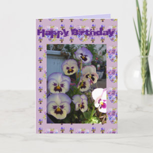 Paarse Pansy Pansies Flower Floral Photo art Card Kaart
