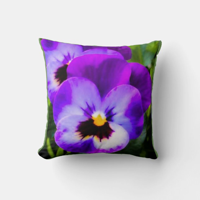 Paarse Pansy Pillow Kussen (Voorkant)