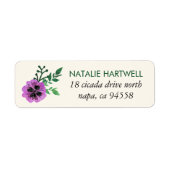 Paarse Pansy Return Address Labels (Voorkant)