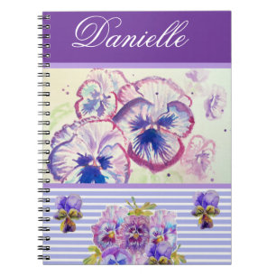 Paarse Pansy Shabby Chic Waterverf Pink Blue Notitieboek