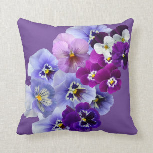 Paarse Pansy Square Floral Pillow Kussen