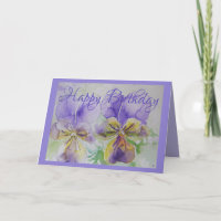 Paarse Pansy Viola Waterverf Birthday Card