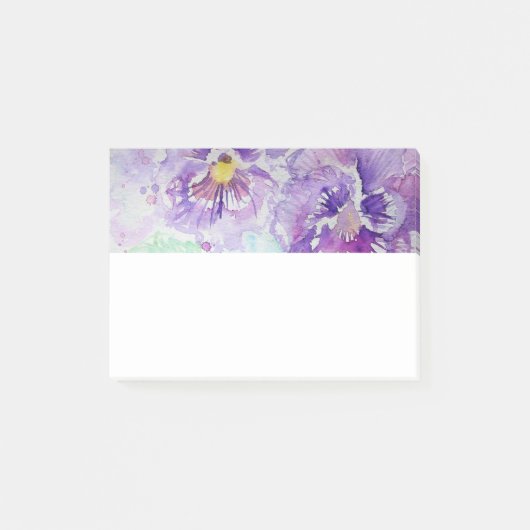 Paarse Pansy Waterverf kunst floral Post it Notes (Voorkant)
