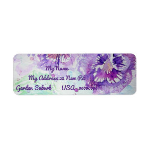Paarse Pansy Waterverf Return Address Labels