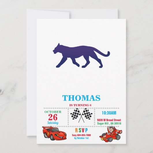 Paarse panthersilhouet - Kies achtergrondkleur Kaart (Voorkant)