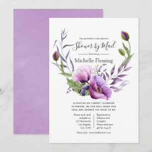 Paarse Papaver Baby- of Bruiloftsfeest per Post Kaart