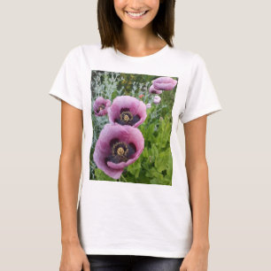 Paarse papaver Poppies roze bloemen T-shirt