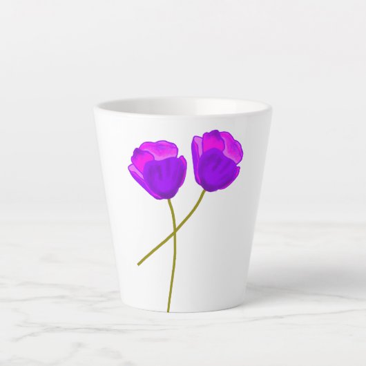 Paarse papaverbloemen latte mok (Voorkant)