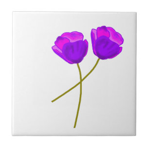 Paarse papaverbloemen tegeltje