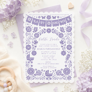 Paarse Papel Picado Cielito Lindo Meisje Baby Show Kaart