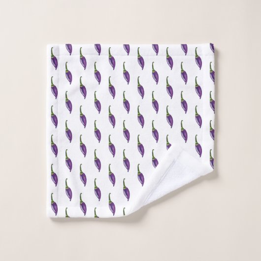 Paarse paprika's bad handdoek (Wasdoekje)