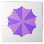 Paarse paraplu bovenzijde tegen witte achtergrond tegeltje (Voorkant)