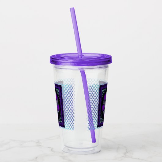 Paarse paraplu & harten .7 acryl drinkbeker (Links)