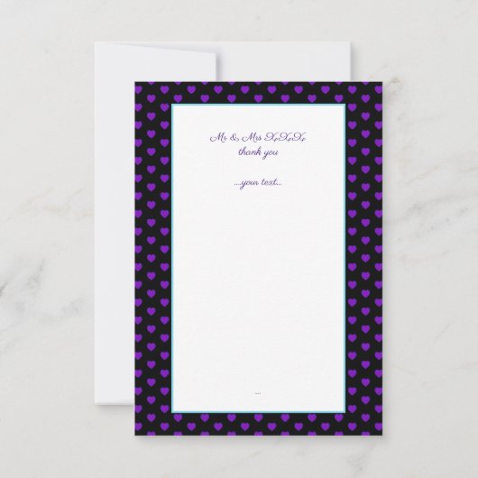 Paarse paraplu & harten .7 bedankkaart (Achterkant)