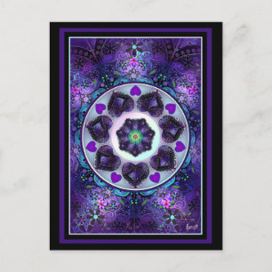 Paarse paraplu & harten.7 briefkaart