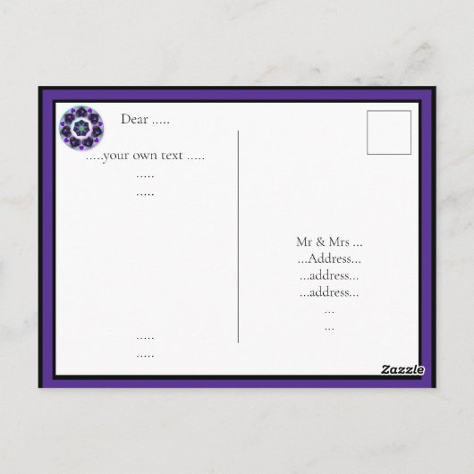 Paarse paraplu & harten.7 briefkaart (Achterkant)