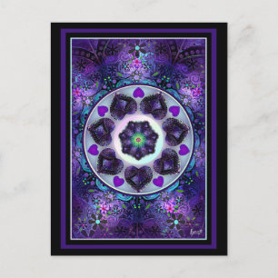 Paarse paraplu & harten.7 briefkaart