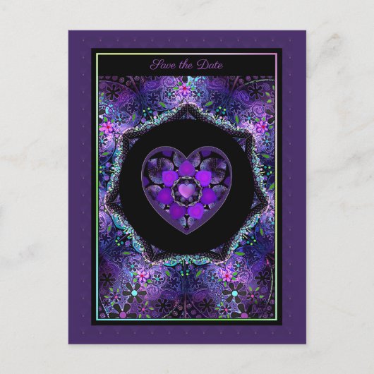 Paarse paraplu & harten .7 briefkaart (Voorkant)