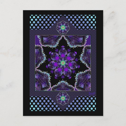 Paarse paraplu & harten.7 briefkaart (Voorkant)