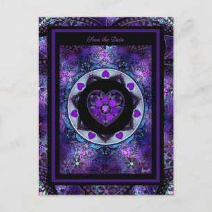 Paarse paraplu & harten .7 briefkaart