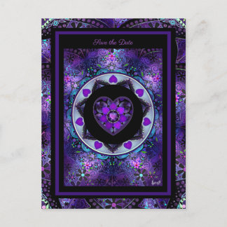 Paarse paraplu & harten .7 briefkaart