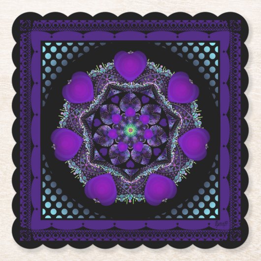 Paarse paraplu & harten .7 kartonnen onderzetters (Voorkant)