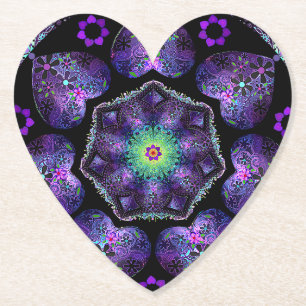 Paarse paraplu & harten .7 kartonnen onderzetters
