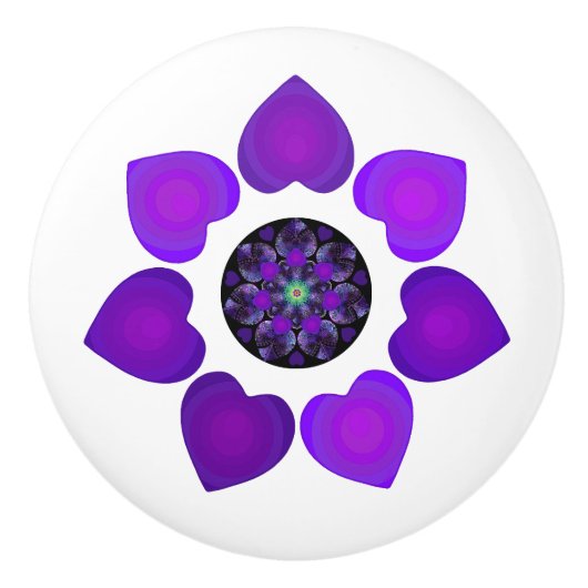 Paarse paraplu & harten .7 keramische knop (Voorkant)