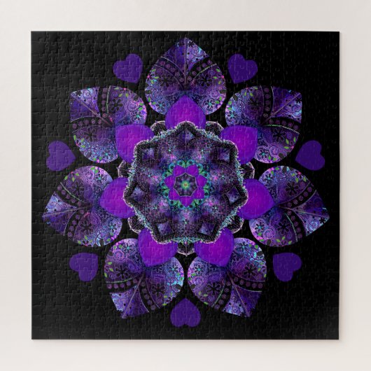 Paarse paraplu & harten .7 legpuzzel (Verticaal)