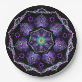 Paarse paraplu & harten .7 papieren bordje (Voorkant)